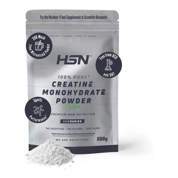 HSN Creatina Monohidrato en Polvo 200 Mesh, sin sabor, 500 g