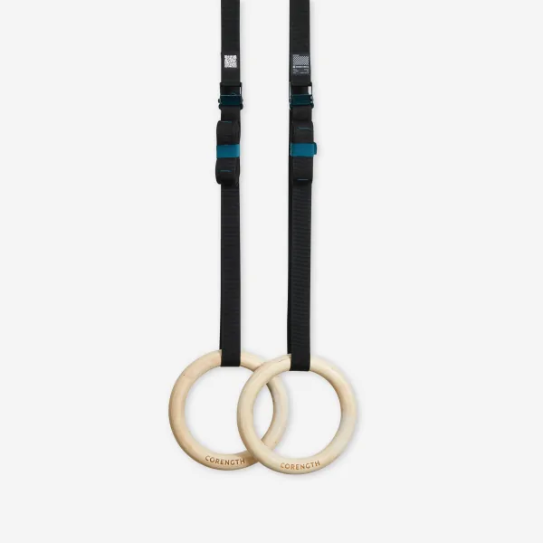 Anillas DOMYOS de madera con correas negras
