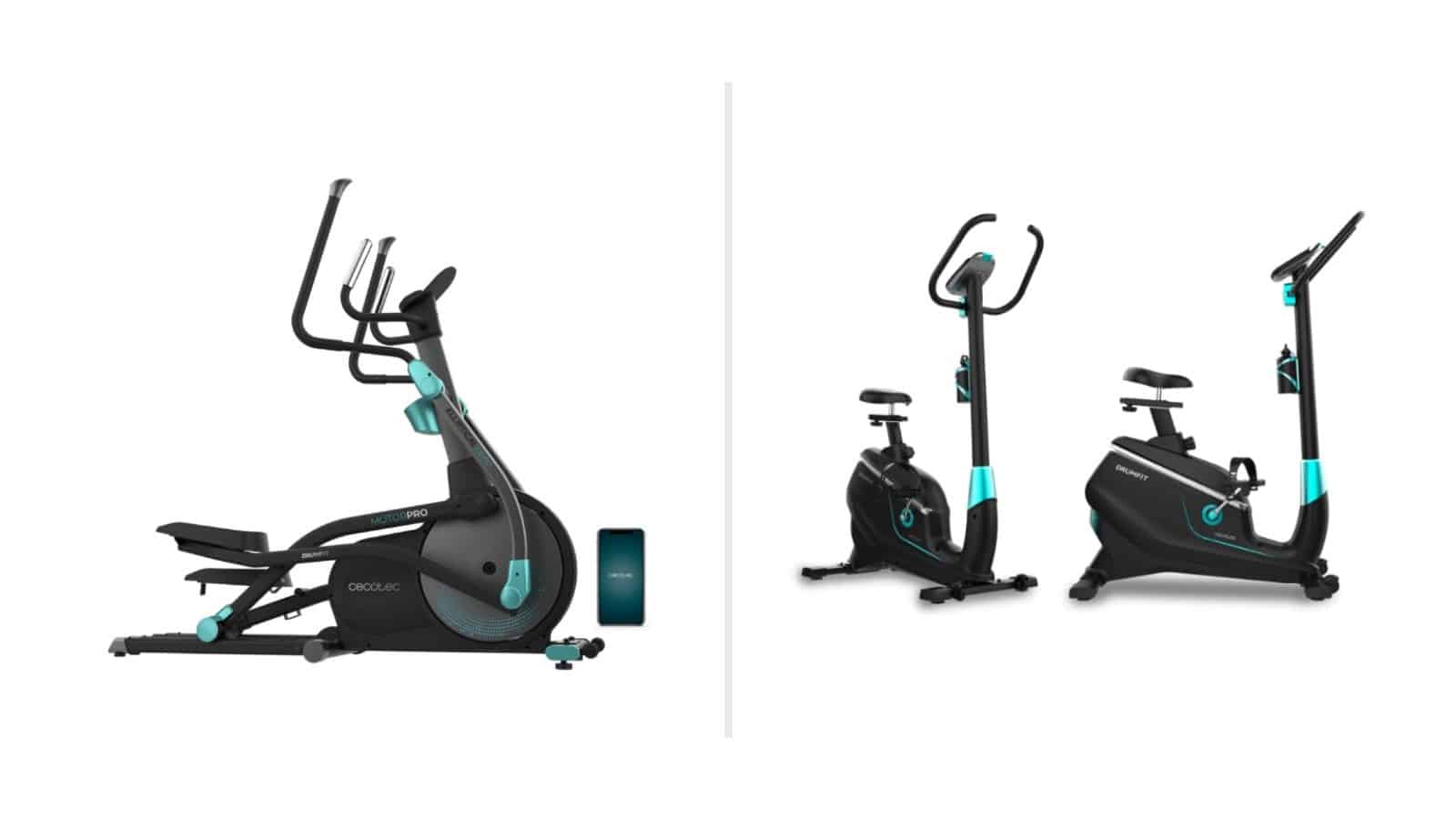Bicicleta elíptica y bicicleta estática para comparar entrenamiento en casa